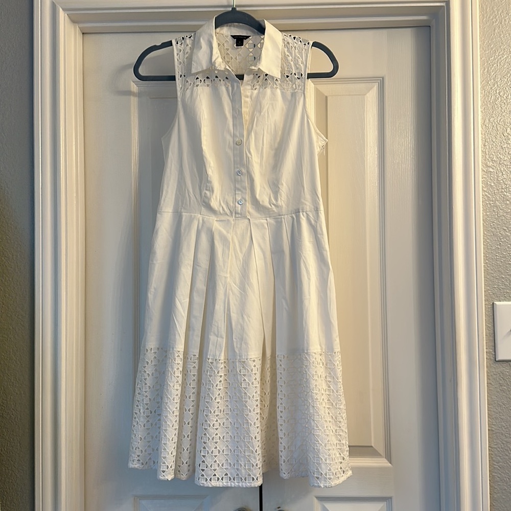 Ann Taylor classic white cotton fit & flare eyelet dress